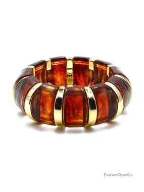 Chunky Resin Stretch Bangle Bracelet for Women, Gold-Plated, Friendship